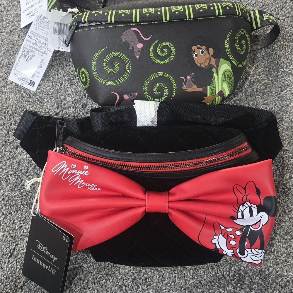Disney Loungefly Minnie Mouse Bow And Bruno Glow In The Dark Fanny Pack.